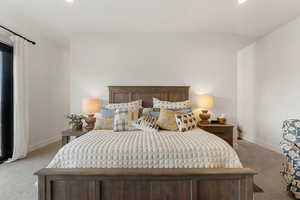 Bedroom with carpet and recessed lighting