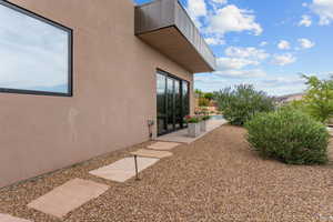 View of home's exterior with stucco siding