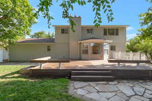 View of backyard and deck