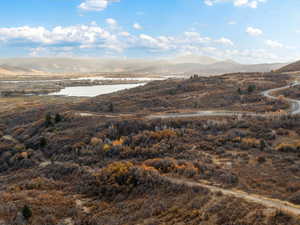 View of mountain background featuring a large body of water