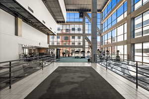 Lobby with a high ceiling