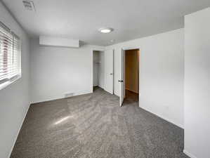 Unfurnished bedroom with carpet and a closet
