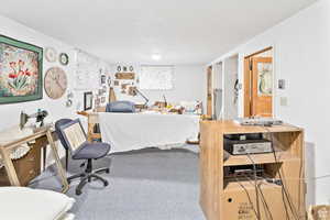 Bedroom featuring carpet