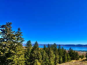 View of mountain background featuring a large body of water