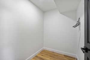 Spacious closet with light wood-type flooring