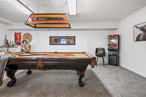 Recreation room featuring carpet floors and pool table