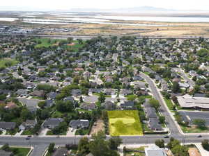 Aerial perspective of suburban area