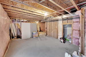View of unfinished basement