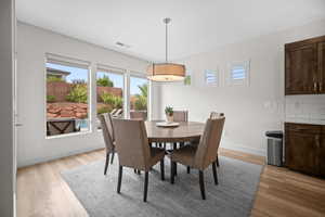 Dining room featuring healthy amount of natural light and light wood-type flooring
