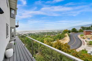 Balcony with a mountain view