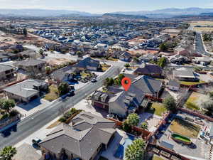Aerial view of a mountain backdrop