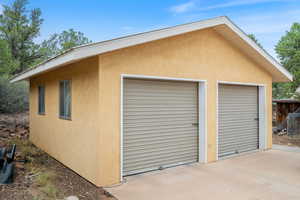 View of detached garage