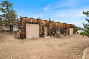 View of detached garage