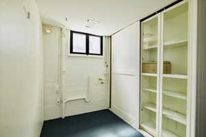 Entryway with finished concrete flooring