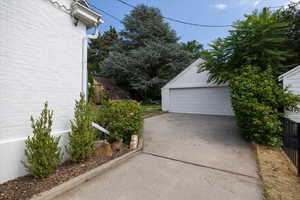 View of detached garage