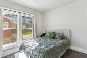Bedroom with carpet flooring