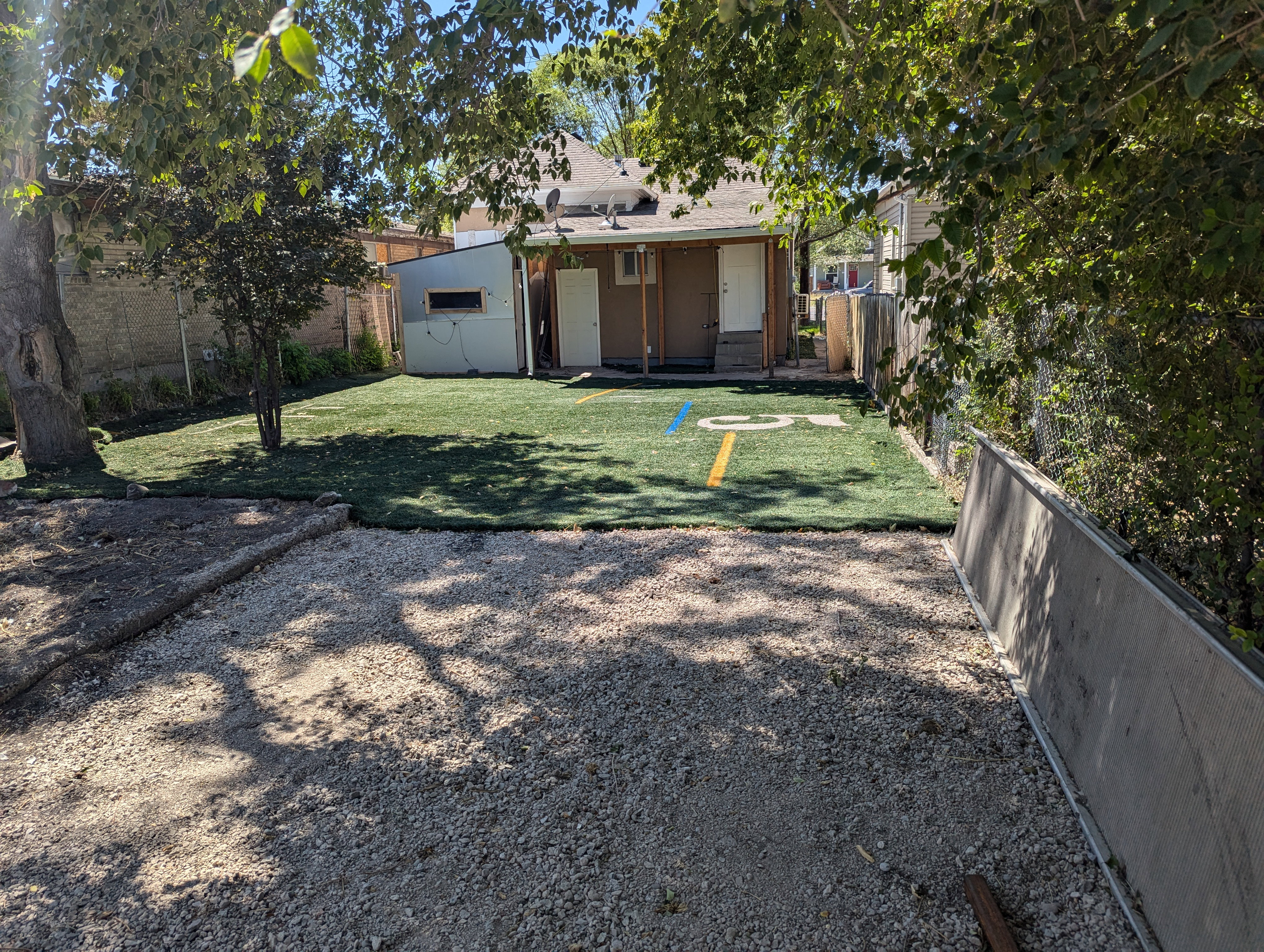 Fenced backyard featuring a patio area