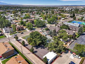 Aerial perspective of suburban area