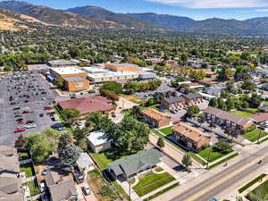 Drone / aerial view of a mountainous background