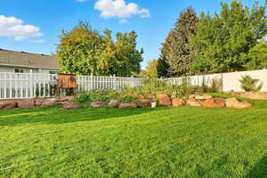 View of fenced backyard