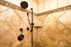 Bathroom view of tiled shower