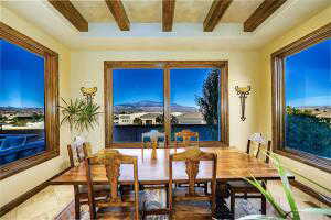 Dining space featuring beamed ceiling