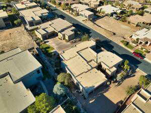 Aerial perspective of suburban area