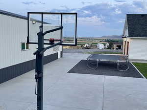 View of patio / terrace with a mountain view