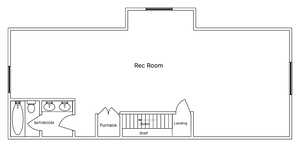 View of possible upstairs floor plan / room layout with a large great room and 1 full bathroom