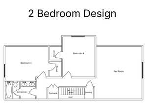 View of possible upstairs floor plan / room layout with 2 additional bedrooms and 1 full bathroom
