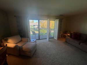 View of carpeted living area