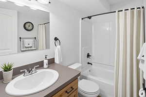 Full bathroom in the basement-Virtually Staged