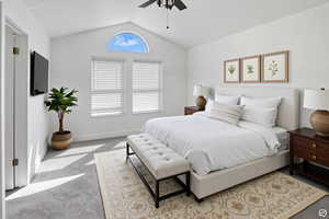 Virtually Staged Vaulted Primary Bedroom