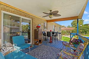 Deck with gorgeous views of mountains and pool