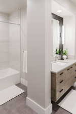 Full bath with vanity and bathtub / shower combination