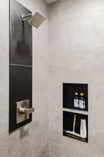 Bathroom view of tiled shower