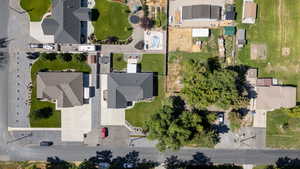 Aerial overview of property's location featuring nearby suburban area
