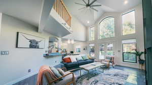 Two story Family Room with fireplace