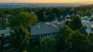 Aerial of the rear of the home and valley