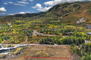 Aerial view of property's location featuring property boundaries highlighted