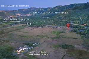 Aerial view at dusk of a mountain view