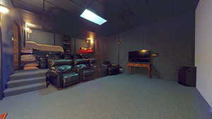 View of carpeted home theater room