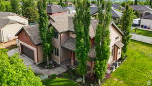 Aerial view of residential area