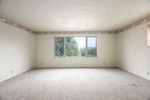 Empty room with carpet and baseboards