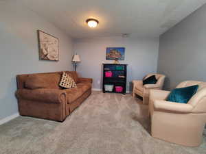 First gathering area in the large basement.