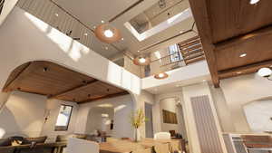 Community lobby featuring recessed lighting and a high ceiling
