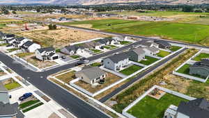 Aerial perspective of suburban area