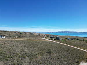 Bird's eye view of a water and mountain view
