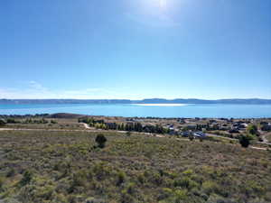 Water view with a mountainous background