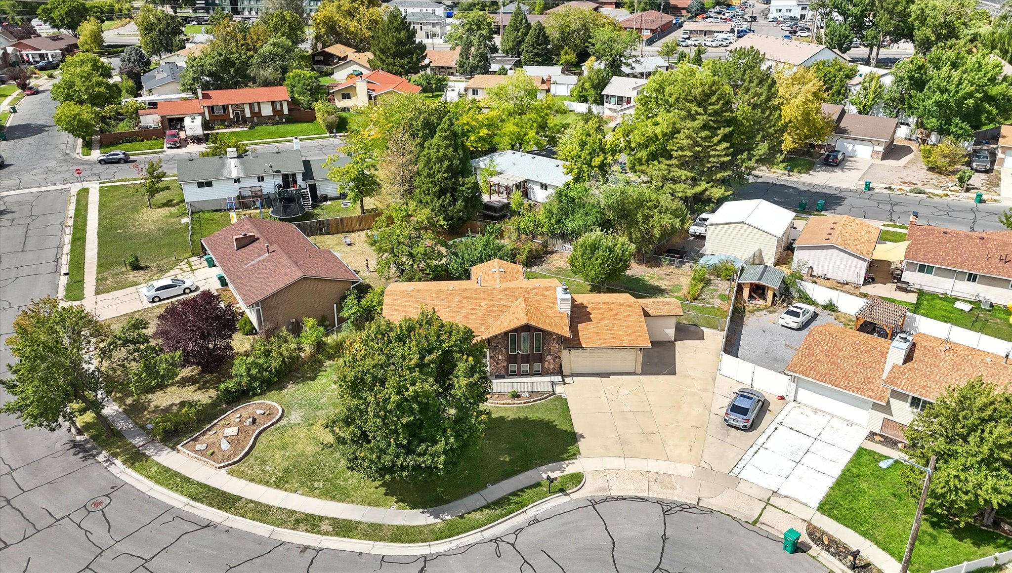 Aerial perspective of suburban area